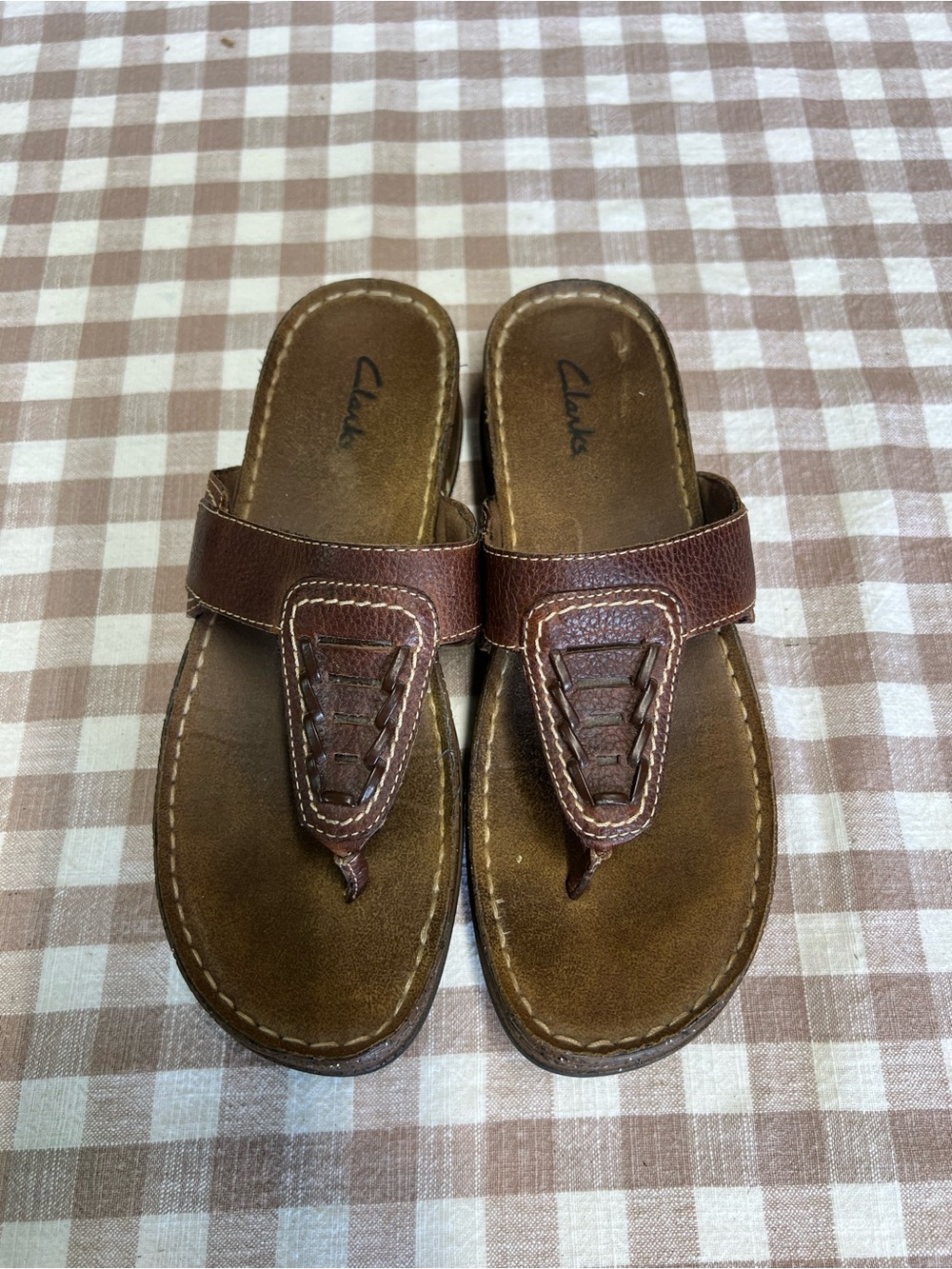 Clarks sandals brown leather upper 7.5